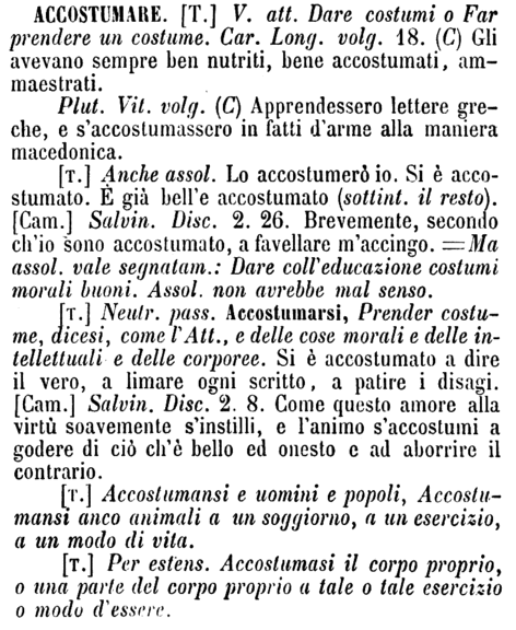 accostumare