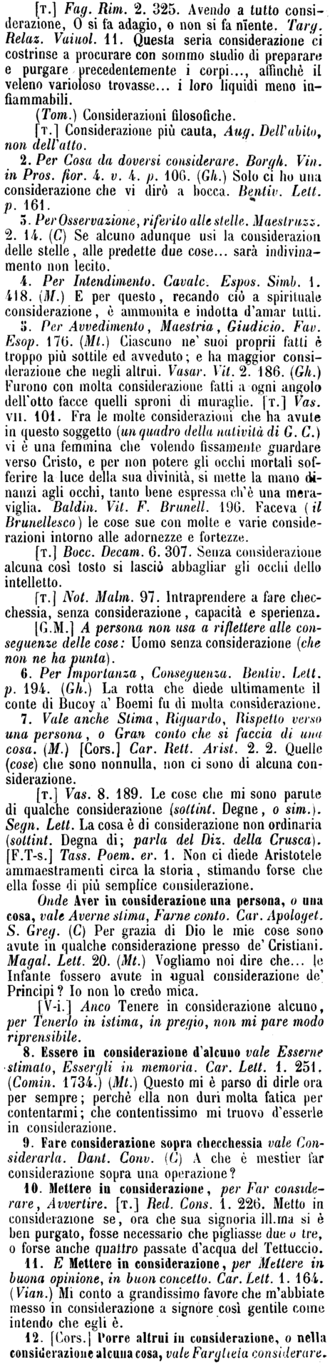 considerazione