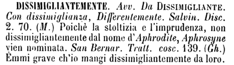 dissimigliantemente