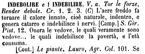 indebolire