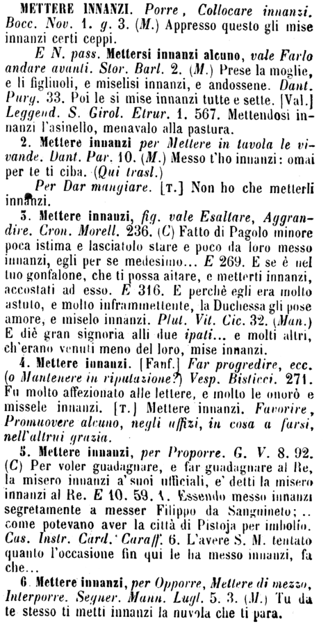 mettere-innanzi